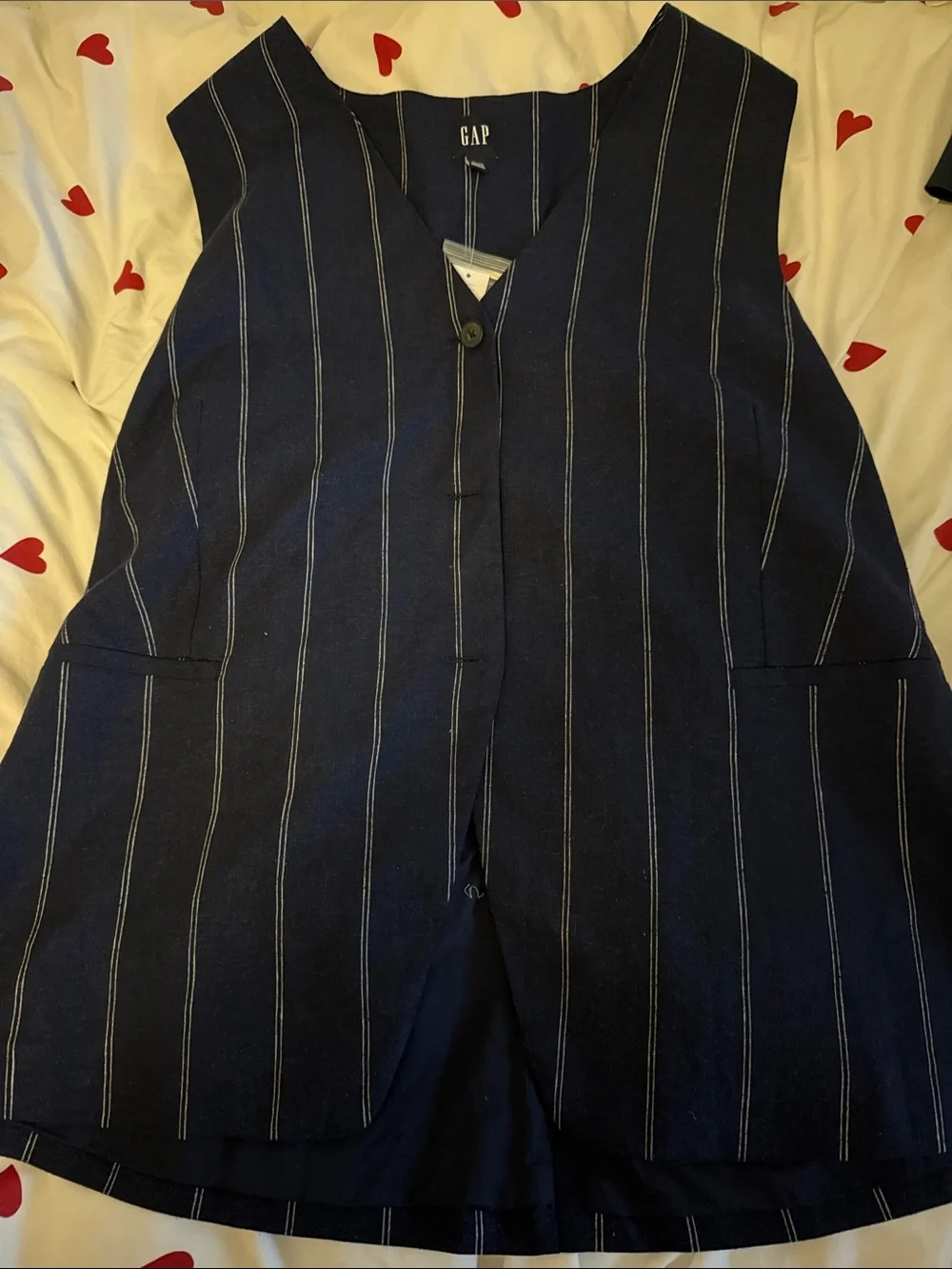 GAP Navy Pinstripe Sleeveless Vest - Picture 1 of 2